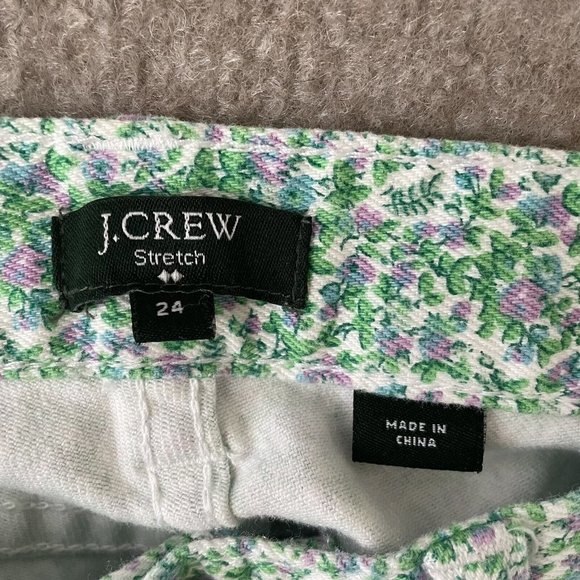 J Crew Jeans Womens 24 Green Purple Floral Toothpick Skinny Stretch Denim Pants - Picture 5 of 12